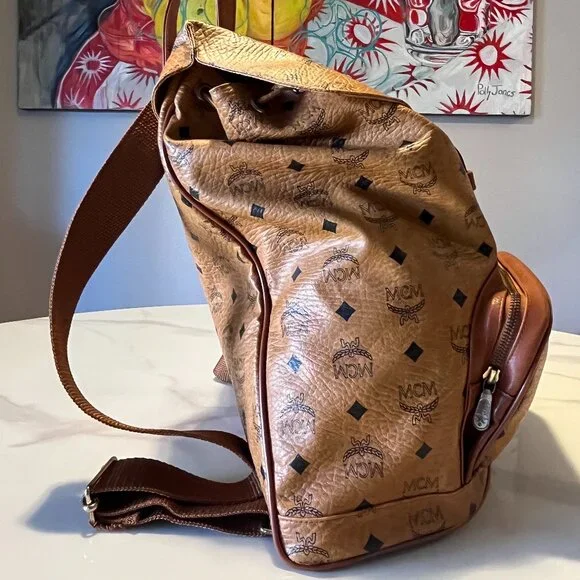 MCM Vintage Cognac Visetos Backpack + COA - Picture 6 of 16